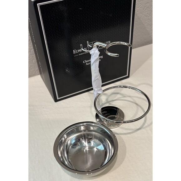 Edwin Jagger Chrome Plated Razor Stand / Brush Holder & Bowl NEW - Picture 3 of 4